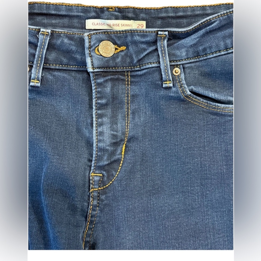 Levis Mid Rise Skinny Jeans Size 29 Dark Wash Stretch Denim Y2K Slim Fit - Picture 3 of 6